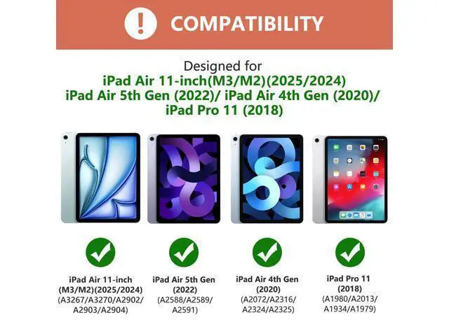 Alt view image 2 of 5 - KBCASE for iPad Air 11 inch (M3/M2) 2025/2024 Case with Keyboard, Keyboard Case for iPad Air 5th/4th Gen/for iPad Pro 11 2018, Detachable Wireless Keyboard Tablet Case with Pencil Holder(Champagne)