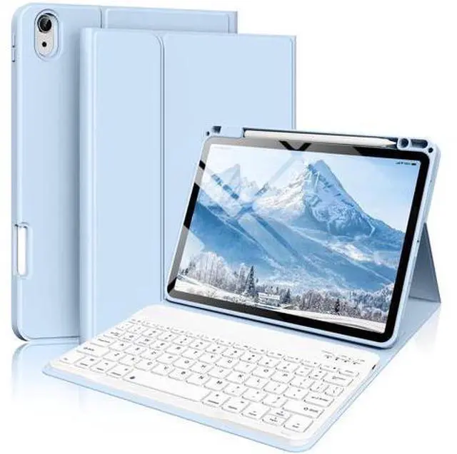 Main image of kenke Keyboard Case for iPad Air 11 Inch M4/M3/M2 2026/2025/2024, iPad Air 5th/4th Generation 10.9 Inch 2022/2020, Stand Folio Slim Cover with Magnetically Detachable Wireless Keyboard, Light Blue