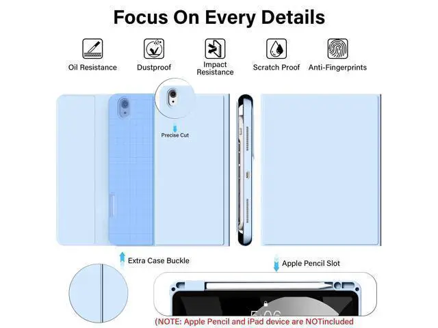 Alt view image 5 of 5 - kenke Keyboard Case for iPad Air 11 Inch M4/M3/M2 2026/2025/2024, iPad Air 5th/4th Generation 10.9 Inch 2022/2020, Stand Folio Slim Cover with Magnetically Detachable Wireless Keyboard, Light Blue