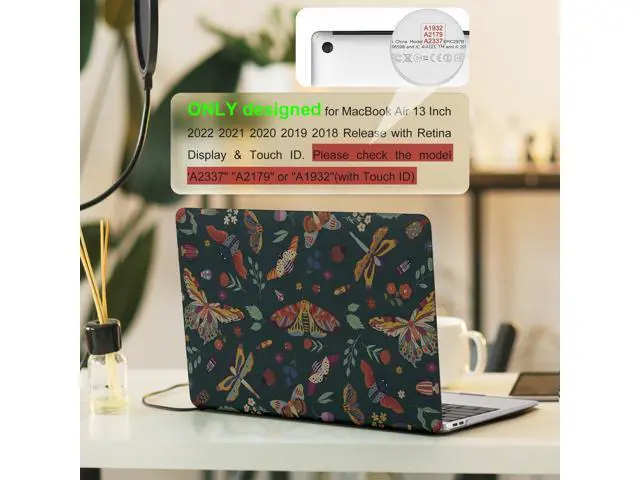 Alt view image 2 of 5 - iLeadon Compatible with MacBook Air 13.3 inch Case, 2021-2018 Release A2337 A2179 A1932, Plastic Hard Shell&Keyboard Cover&Screen Film for MacBook Air 13 inch M1 2020 Case, Green Insect