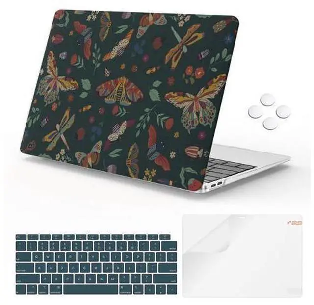 Main image of iLeadon Compatible with MacBook Air 13.3 inch Case, 2021-2018 Release A2337 A2179 A1932, Plastic Hard Shell&Keyboard Cover&Screen Film for MacBook Air 13 inch M1 2020 Case, Green Insect
