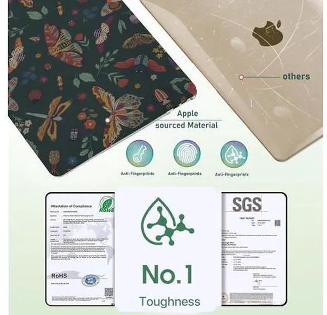 Alt view image 5 of 5 - iLeadon Compatible with MacBook Air 13.3 inch Case, 2021-2018 Release A2337 A2179 A1932, Plastic Hard Shell&Keyboard Cover&Screen Film for MacBook Air 13 inch M1 2020 Case, Green Insect