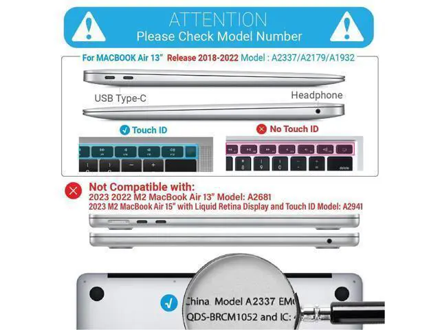 Alt view image 2 of 5 - IBENZER Compatible with New MacBook Air 13 inch case 2022 2021 2020 M1 A2337 A2179 A1932, Hard Shell Case&Keyboard Cover&Screen Film for Mac Air 13 with Touch ID (2018-2022), Ultra Purple, AT13UAPU+2