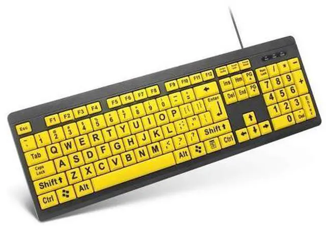 Main image of XDL-POWER Large Print Computer Keyboard,Wired USB Keyboard High Contrast Big Print Letter with Yellow Keys High Contrast Yellow Keyboard Makes Type Easy