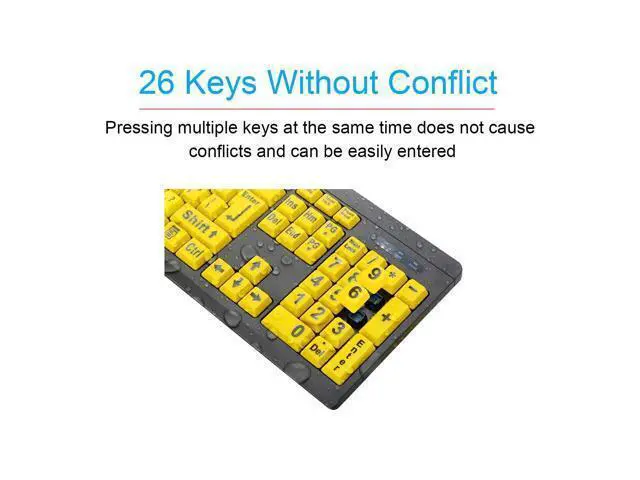 Alt view image 5 of 5 - XDL-POWER Large Print Computer Keyboard,Wired USB Keyboard High Contrast Big Print Letter with Yellow Keys High Contrast Yellow Keyboard Makes Type Easy
