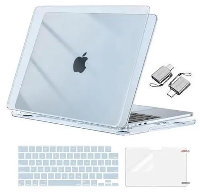 Main image of MOSISO Compatible with MacBook Air 13 inch Case 2025 2024 2023 2022 M4 A3240 M3 A3113 M2 A2681, Plastic Hard Shell&Keyboard Cover&Screen Film&Type C for MacBook Air 13.6 inch Case, Crystal Sky Blue