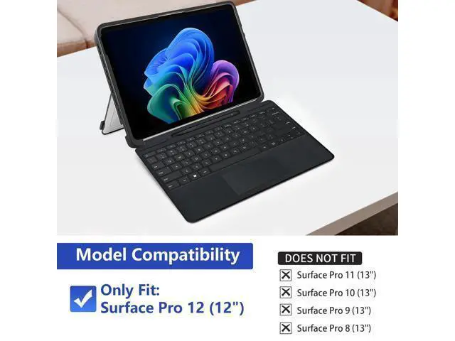 Alt view image 2 of 5 - SSSGRGB Protective Case for Microsoft Surface Pro 12 inch 2025 ^^ Fall-Resistant Cover Compatible with Built-in Kickstand & Magnetic Slim Pen Storage & Type Cover Keyboard ^^ Transparent