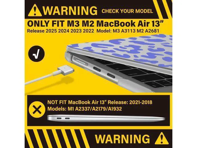 Alt view image 3 of 5 - IBENZER Compatible with 2025 2024 2023 2022 MacBook Air 13 inch Case M4 A3240 M3 A3113 M2 A2681, Hardshell Case & KeyboardCover & ScreenFilm for Mac Air 13.6, Blue Leopard, KK-LP-BL+2
