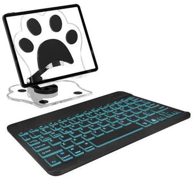 Main image of TopPerfekt for Bluetooth Keyboard, Cute Tablet Stand Adjustable & Foldable, 7-Color Wireless Rechargeable Keyboard for iPad, iPad Pro/Mini/Air Samsung Xiaomi Tablets, etc - Black