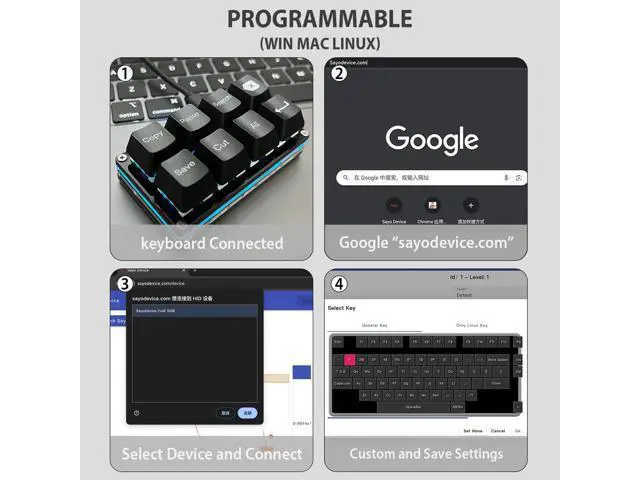 Alt view image 4 of 5 - BTXETUEL Copy Paste Search Backspace Save Cut All Enter 8-Key Keyboard SayoDevice One Handed OSU Keypad Programmable Mechanical Shortcut Macro Keyboard for Working and Gaming (Black)