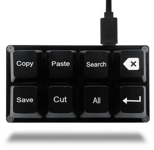 Main image of BTXETUEL Copy Paste Search Backspace Save Cut All Enter 8-Key Keyboard SayoDevice One Handed OSU Keypad Programmable Mechanical Shortcut Macro Keyboard for Working and Gaming (Black)