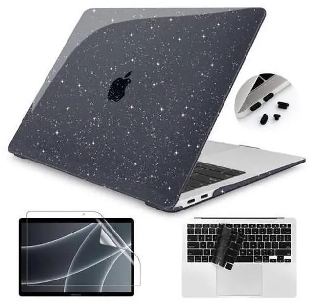 Main image of Teryeefi for MacBook Air 13 Inch Case 2021 2020 2019 2018 Release A2337 M1 A2179 A1932, Glitter Hard Shell Case +Keyboard Cover +Screen Protector for MacBook Air 13" with Touch ID,Sparkly Black