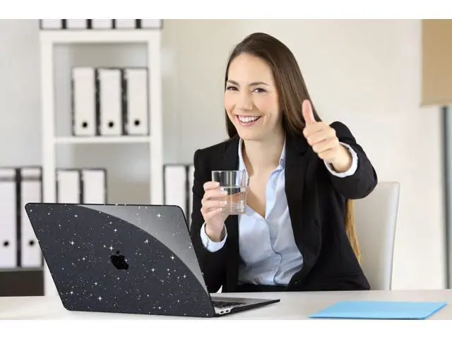 Alt view image 3 of 5 - Teryeefi for MacBook Air 13 Inch Case 2021 2020 2019 2018 Release A2337 M1 A2179 A1932, Glitter Hard Shell Case +Keyboard Cover +Screen Protector for MacBook Air 13" with Touch ID,Sparkly Black