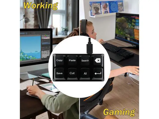 Alt view image 5 of 5 - BTXETUEL Copy Paste Search Backspace Save Cut All Enter 8-Key Keyboard SayoDevice One Handed OSU Keypad Programmable Mechanical Shortcut Macro Keyboard for Working and Gaming (Black)