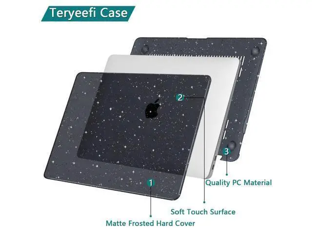 Alt view image 5 of 5 - Teryeefi for MacBook Air 13 Inch Case 2021 2020 2019 2018 Release A2337 M1 A2179 A1932, Glitter Hard Shell Case +Keyboard Cover +Screen Protector for MacBook Air 13" with Touch ID,Sparkly Black