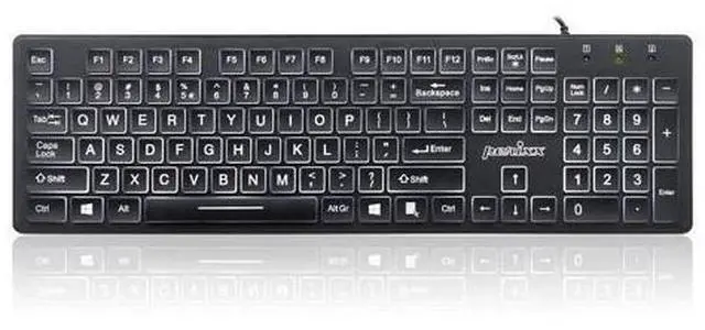 Main image of Perixx PERIBOARD-317 Wired Backlit USB Keyboard, Big Print Letter with White Illuminated LED, US English Layout,Black