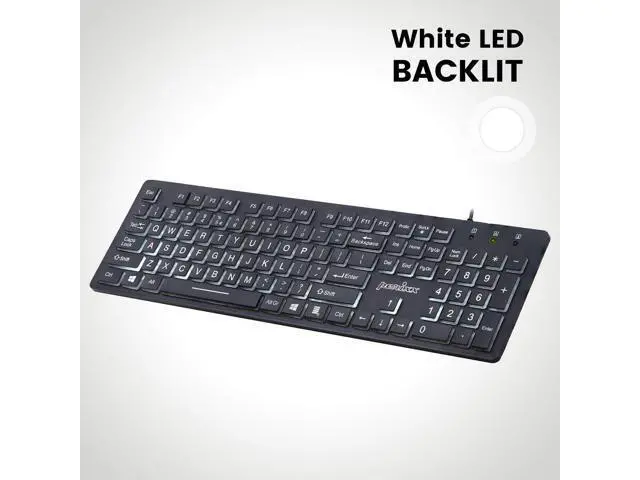 Alt view image 3 of 5 - Perixx PERIBOARD-317 Wired Backlit USB Keyboard, Big Print Letter with White Illuminated LED, US English Layout,Black