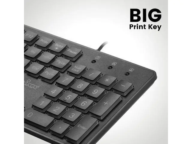 Alt view image 4 of 5 - Perixx PERIBOARD-317 Wired Backlit USB Keyboard, Big Print Letter with White Illuminated LED, US English Layout,Black
