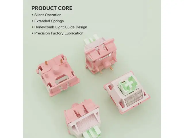 Alt view image 3 of 5 - Outemu V3 White Peach Silent Pro Switches,5 Pin 40gf Mute Pre-lubed Dustproof Linear Switch,Suitable for MX Mechanical Gaming Keyboards(90Pcs)