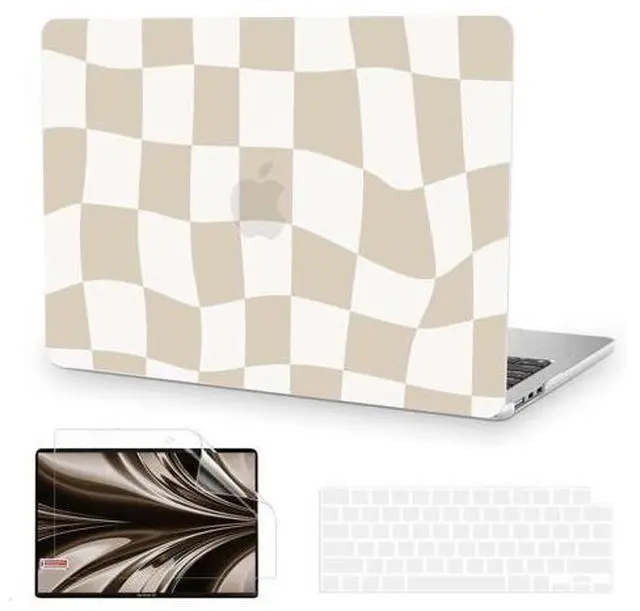 Main image of Anban Compatible with MacBook Air 13 inch Case 2025 2024 2023 2022 M4 M3 M2 A3240 A3113 A2681, Plastic Hard Shell+ Keyboard Cover+ Screen Protector for MacBook Air 13.6 inch Case, Beige Checkered