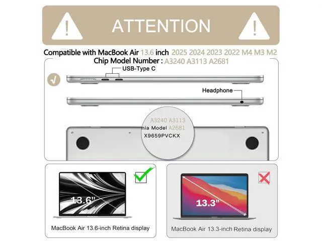 Alt view image 2 of 5 - Anban Compatible with MacBook Air 13 inch Case 2025 2024 2023 2022 M4 M3 M2 A3240 A3113 A2681, Plastic Hard Shell+ Keyboard Cover+ Screen Protector for MacBook Air 13.6 inch Case, Beige Checkered