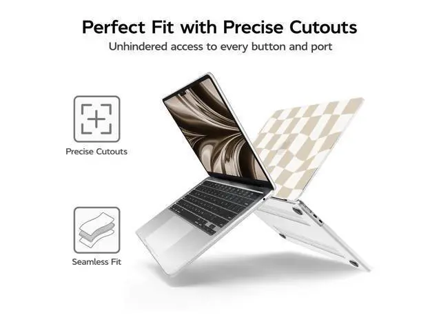 Alt view image 4 of 5 - Anban Compatible with MacBook Air 13 inch Case 2025 2024 2023 2022 M4 M3 M2 A3240 A3113 A2681, Plastic Hard Shell+ Keyboard Cover+ Screen Protector for MacBook Air 13.6 inch Case, Beige Checkered