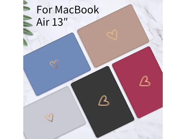 Alt view image 4 of 5 - Seorsok Compatible with MacBook Air 13 Inch Case 2020 2019 2018 Release A1932 A2179 M1 A2337 Touch ID, Gold&Cute Heart Pattern Plastic Hard Shell Case with Keyboard Cover,Brown