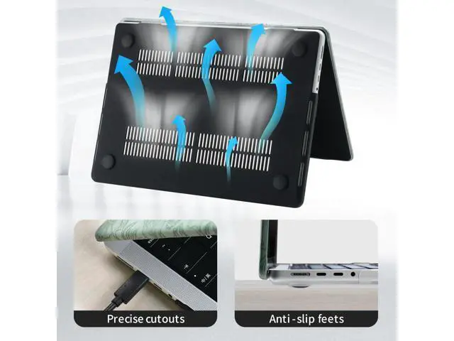 Alt view image 5 of 5 - DTangLsm Compatible for MacBook Pro 13 inch Case 2025 2024-2016 M2 A2338 M1 A2251 A2289 A2159 A1989 A1708 A1706, Elegant Retro Leather Hard Shell Case + Keyboard Cover, Green Embossed Floral