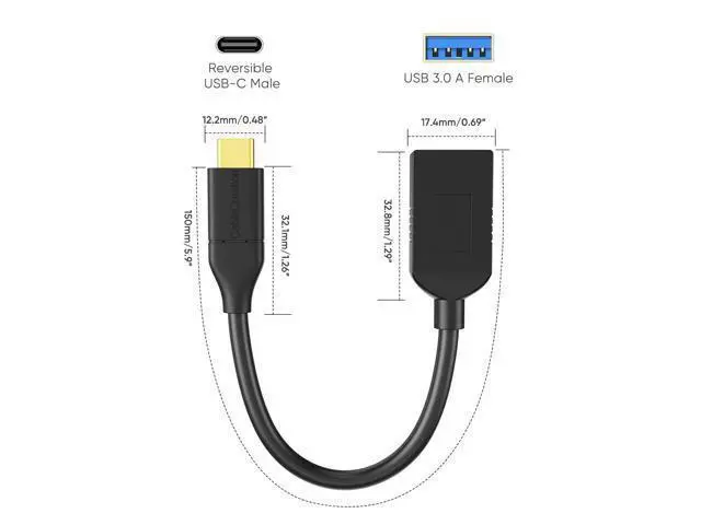 Alt view image 2 of 5 - CableCreation 2-Pack USB Female to USB C Adapter 0.5FT/0.15m, Braided USB C to USB A Female Adapter OTG 5Gbps Data, USB A to C Cable for MacBook Pro Air, Galaxy S22, S22 Ultra, S20 etc, Black