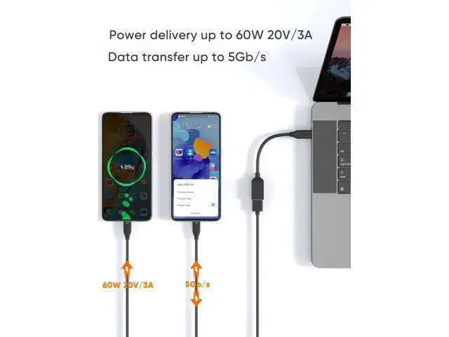 Alt view image 3 of 5 - CableCreation 2-Pack USB Female to USB C Adapter 0.5FT/0.15m, Braided USB C to USB A Female Adapter OTG 5Gbps Data, USB A to C Cable for MacBook Pro Air, Galaxy S22, S22 Ultra, S20 etc, Black
