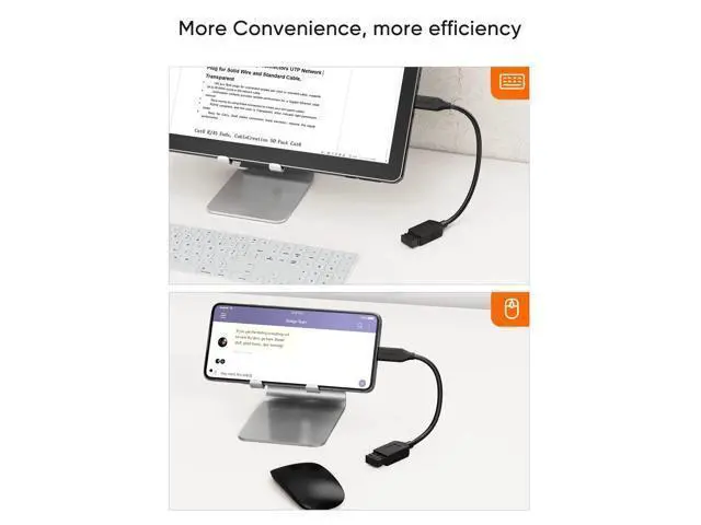Alt view image 4 of 5 - CableCreation 2-Pack USB Female to USB C Adapter 0.5FT/0.15m, Braided USB C to USB A Female Adapter OTG 5Gbps Data, USB A to C Cable for MacBook Pro Air, Galaxy S22, S22 Ultra, S20 etc, Black
