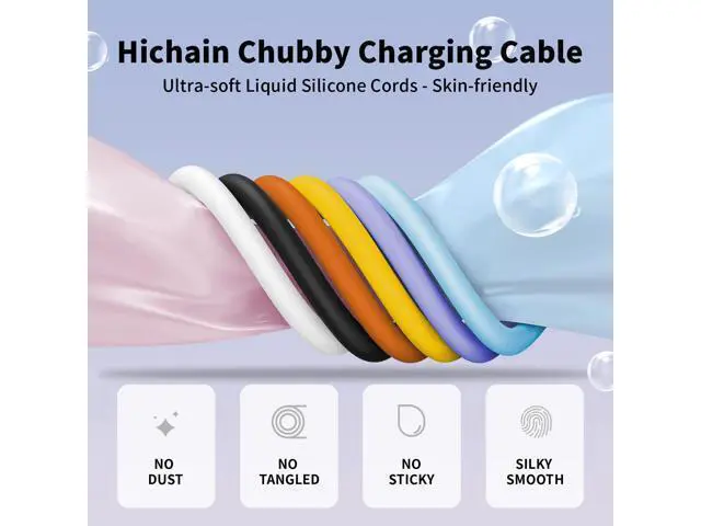 Alt view image 2 of 5 - Hichain Fast Charging USB-A to Type-C, Chubby Charging Cables USB A to C Durable Soft Silicone 6.6 FT Type C Cable Extra Thick Charger Cord Data Transfer Cord for Phone, Tablet, Laptop, Purple