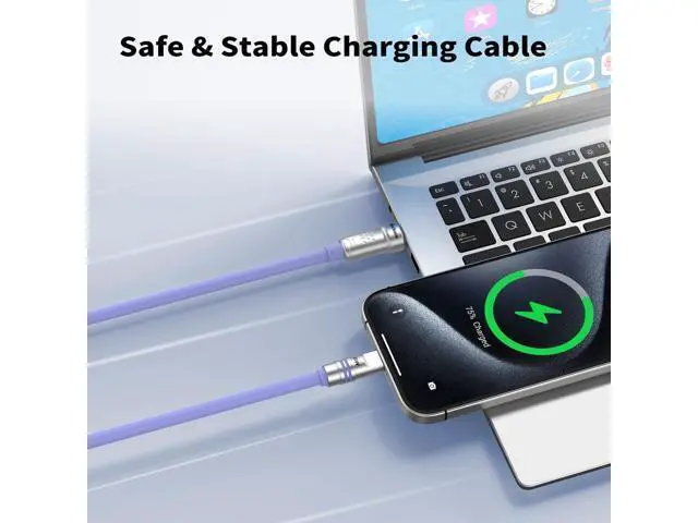 Alt view image 3 of 5 - Hichain Fast Charging USB-A to Type-C, Chubby Charging Cables USB A to C Durable Soft Silicone 6.6 FT Type C Cable Extra Thick Charger Cord Data Transfer Cord for Phone, Tablet, Laptop, Purple