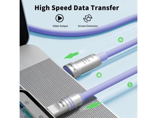 Alt view image 4 of 5 - Hichain Fast Charging USB-A to Type-C, Chubby Charging Cables USB A to C Durable Soft Silicone 6.6 FT Type C Cable Extra Thick Charger Cord Data Transfer Cord for Phone, Tablet, Laptop, Purple