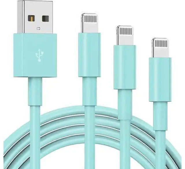 Main image of 3 Pack Apple MFi Certified Charger Cable 3ft, Lightning to USB Cable Cord 3 Foot, 2.4A Fast Charging,Apple Phone Long Chargers for iPhone 13/12/11/11Pro/11Max/ X/XS/XR/XS Max/8/7/6 Light Blue