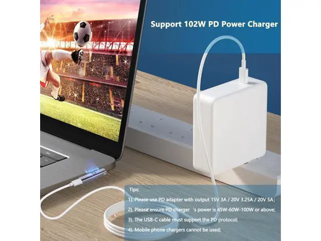 Alt view image 3 of 5 - 2Pack Magnetic Charger for Surface - 102W USB-C Female to Magnetic Male Charging Adapter, Type-C PD Power Charger Accessory for Microsoft Pro, Surface-Book, Surface-Go, Surface-Laptop, Surface-Duo 2