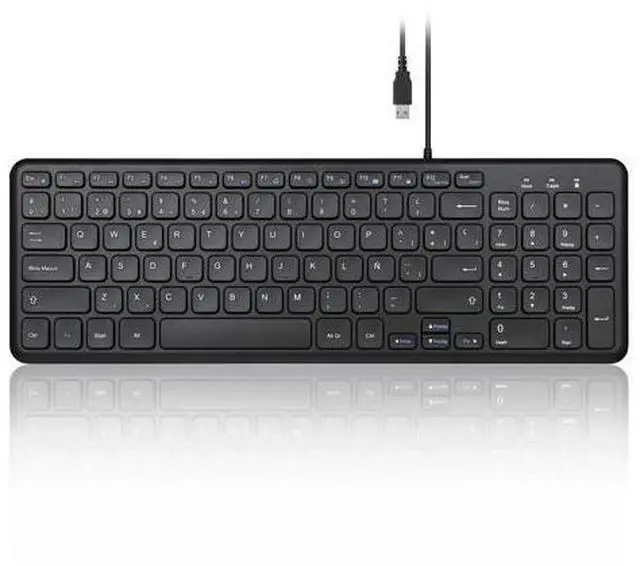 Main image of Perixx PERIBOARD-213B ES Teclado con Cable USB y Teclas Multimedia - Las teclas con mecanismo de tijera y Bajo perfil - Español QWERTY
