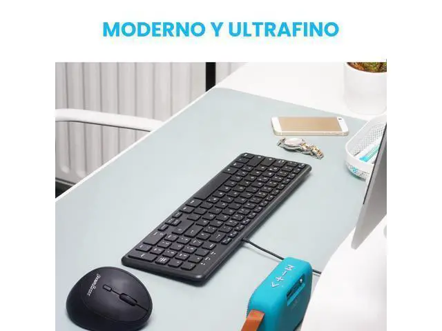 Alt view image 3 of 5 - Perixx PERIBOARD-213B ES Teclado con Cable USB y Teclas Multimedia - Las teclas con mecanismo de tijera y Bajo perfil - Español QWERTY