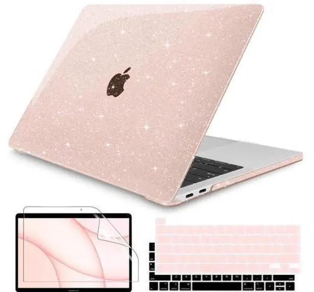 Main image of Teryeefi for MacBook Pro 13 inch Case M2 M1 2022 2020 206-2019 Release Model A2338 A2289 A2251 A2189 A1989 A1706,Hard Shell Case + Keyboard Cover for 13 inch MacBook Pro Touch Bar, Glitter Cherry Pink