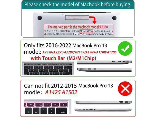 Alt view image 2 of 5 - Teryeefi for MacBook Pro 13 inch Case M2 M1 2022 2020 206-2019 Release Model A2338 A2289 A2251 A2189 A1989 A1706,Hard Shell Case + Keyboard Cover for 13 inch MacBook Pro Touch Bar, Glitter Cherry Pink