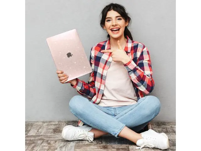 Alt view image 3 of 5 - Teryeefi for MacBook Pro 13 inch Case M2 M1 2022 2020 206-2019 Release Model A2338 A2289 A2251 A2189 A1989 A1706,Hard Shell Case + Keyboard Cover for 13 inch MacBook Pro Touch Bar, Glitter Cherry Pink