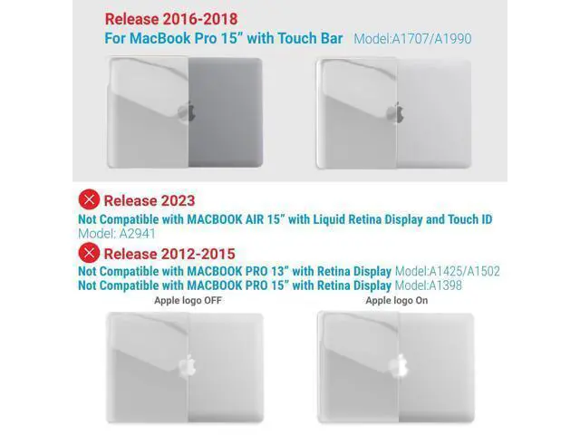 Alt view image 3 of 5 - IBENZER Compatible with MacBook Pro 15 Inch Case 2019 2018 2017 2016 A1990 A1707, Hard Shell Case with Keyboard Cover & Type C Adapter for Mac Pro 15 Touch Bar, Crystal Clear, T15CYCL+1TC A