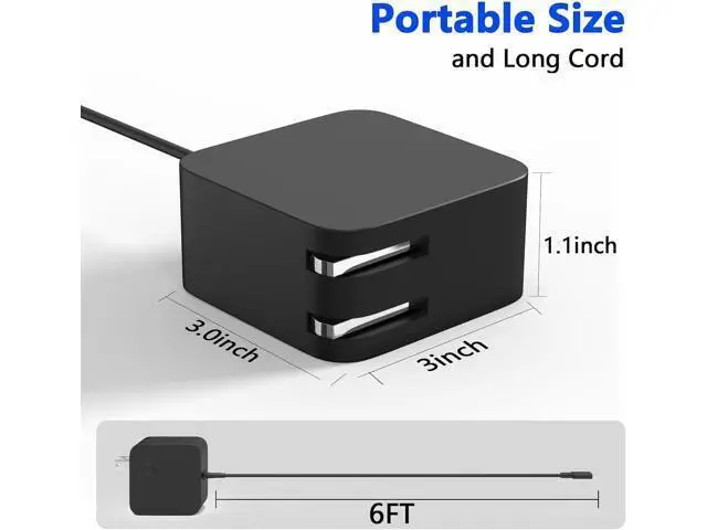 Alt view image 5 of 5 - 65W USB-C Charger Compatible with Microsoft Surface Pro 2-in-1 12/13 inch Laptop/Tablet 2025 2024 Copilot+ PC, 65W for Surface Pro X 11 10 9 8 7+ 7 Power Supply