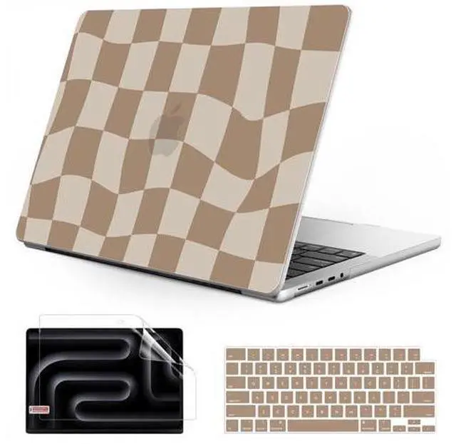 Main image of Anban Compatible with MacBook Pro 14 inch Case 2025-2021 M5 M4 M3 M2 M1 A3434 A3112 A3185 A3401 A2918 A2992 A2779 A2442, Plastic Hard Shell Case+Keyboard Cover+Screen Protector, Brown Checkered