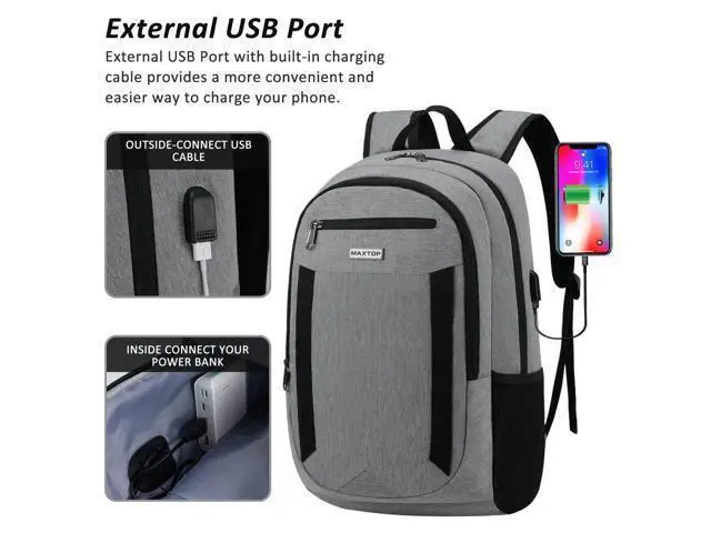 Alt view image 4 of 5 - MAXTOP Travel Laptop Backpack Business Backpacks with USB Charging Port Water Resistant School College Bookbag