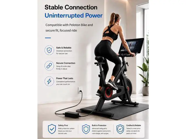 Alt view image 2 of 5 - 10FT Power Cord Replacement for Peloton Exercise Bike, 12V 4.17A Power Adapter Charger, Plug-in Charging Cord and Power Supply Compatible with Peloton PLTN-RB1V1 PLTN-RB1VO PLTN-RB1VQ ATS050TP121