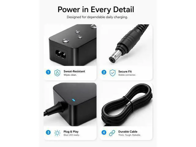 Alt view image 4 of 5 - 10FT Power Cord Replacement for Peloton Exercise Bike, 12V 4.17A Power Adapter Charger, Plug-in Charging Cord and Power Supply Compatible with Peloton PLTN-RB1V1 PLTN-RB1VO PLTN-RB1VQ ATS050TP121