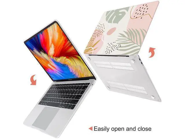Alt view image 3 of 5 - Fancity Compatible with MacBook Air 13 Inch Case 2021 2020 2019 2018 Release with Touch ID, A2337 M1 Chip / A2179 / A1932 Air 13 Hard Plastic Shell Protective Case with Keyboard Cover, Flow Leaf