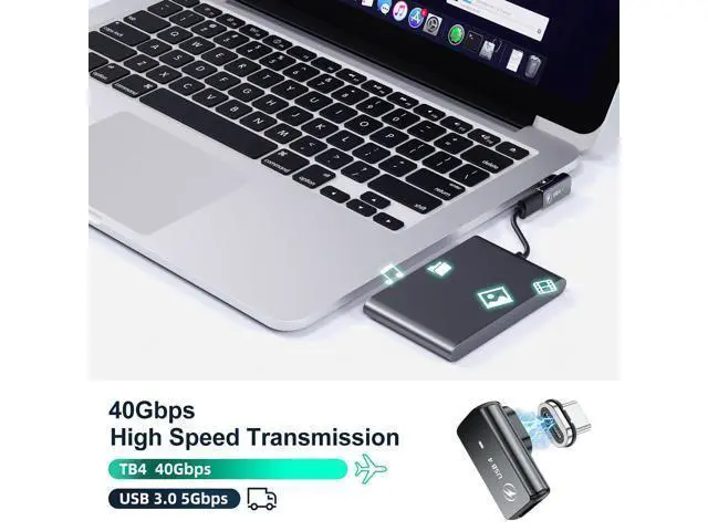 Alt view image 5 of 5 - HanCenDa 240W Magnetic USB C Adapter 2Pack, 24PIN USB C Magnetic Adapter Straight Support 40Gbps Data Transfer, 8K 60Hz Video Output for Thunderbolt 3/4 MacBook Pro/Air, iPhone 15