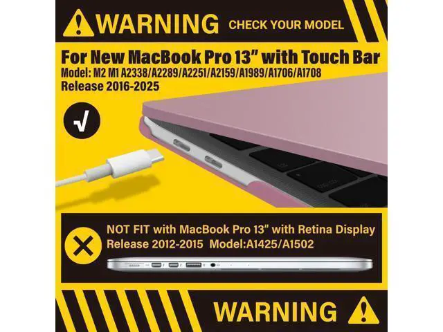 Alt view image 3 of 5 - IBENZER Compatible with 2025 2024 M2 MacBook Pro 13 Inch Case 2025-2016 M1 A2338 A2289 A2251 A2159 A1989 A1706 A1708, Hardshell Case&Keyboard Cover&Screen Film for MacPro 13, Rose Gold, T13MPK+2A